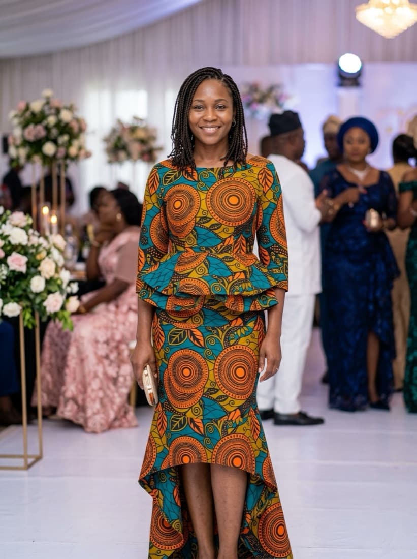 Example: High-low peplum gown